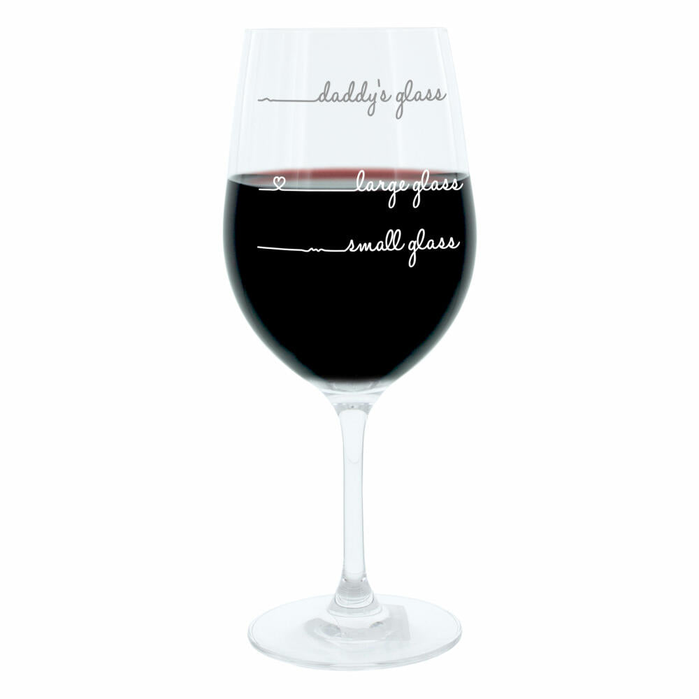 Leonardo Weinglas XL, Daddys Glass Handwriting, Geschenk Stimmungsglas mit lustiger Gravur, Mood Wein Glas, 610ml