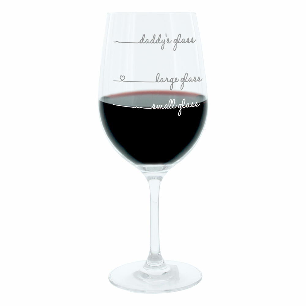 Leonardo Weinglas XL, Daddys Glass Handwriting, Geschenk Stimmungsglas mit lustiger Gravur, Mood Wein Glas, 610ml