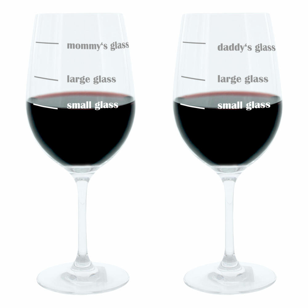 Leonardo Weinglas XL, Mommys und Daddys Glass, 2er Set, Geschenk Stimmungsglas mit lustiger Gravur, Mood Wein Glas, 610ml