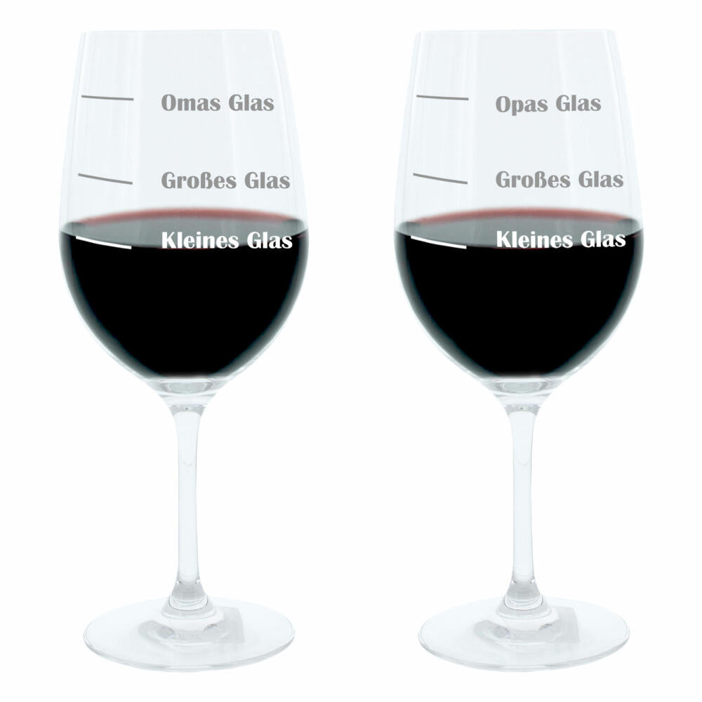 Leonardo Weinglas XL, Omas und Opas Glas, 2er Set, Geschenk Stimmungsglas mit lustiger Gravur, Mood Wein Glas, 610ml
