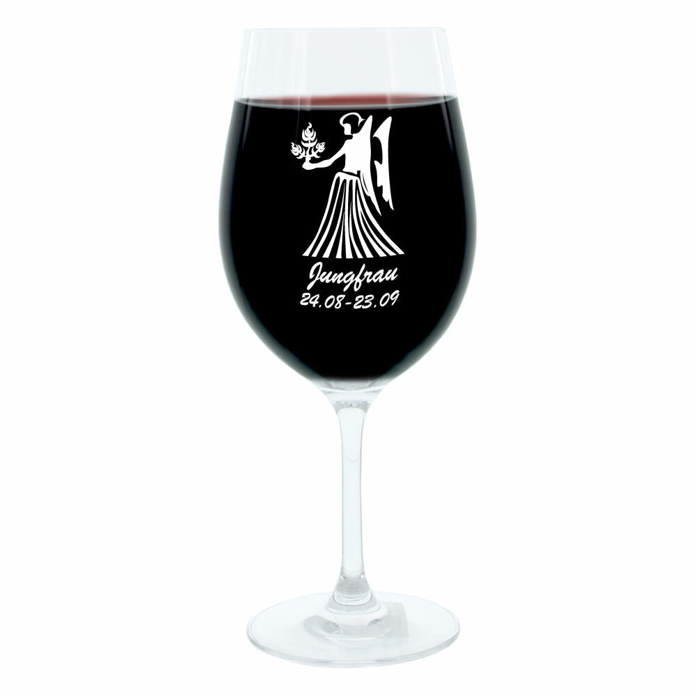 Leonardo Weinglas 400 ml, Motivglas, Sternzeichen Jungfrau, Geschenk, Stimmungsglas mit Gravur, Moodglas, 22 cm