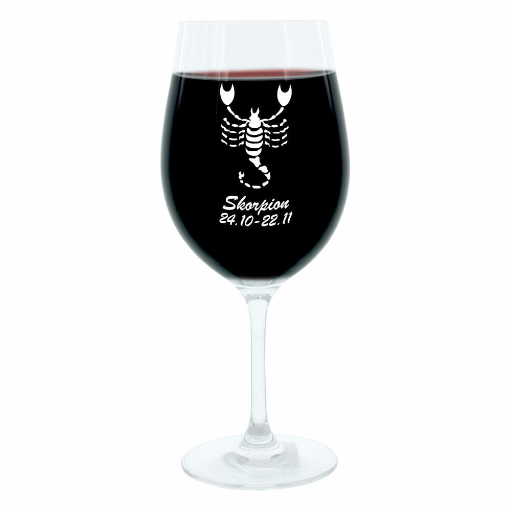 Leonardo Weinglas 400 ml, Motivglas, Sternzeichen Skorpion, Geschenk, Stimmungsglas mit Gravur, Moodglas, 22 cm