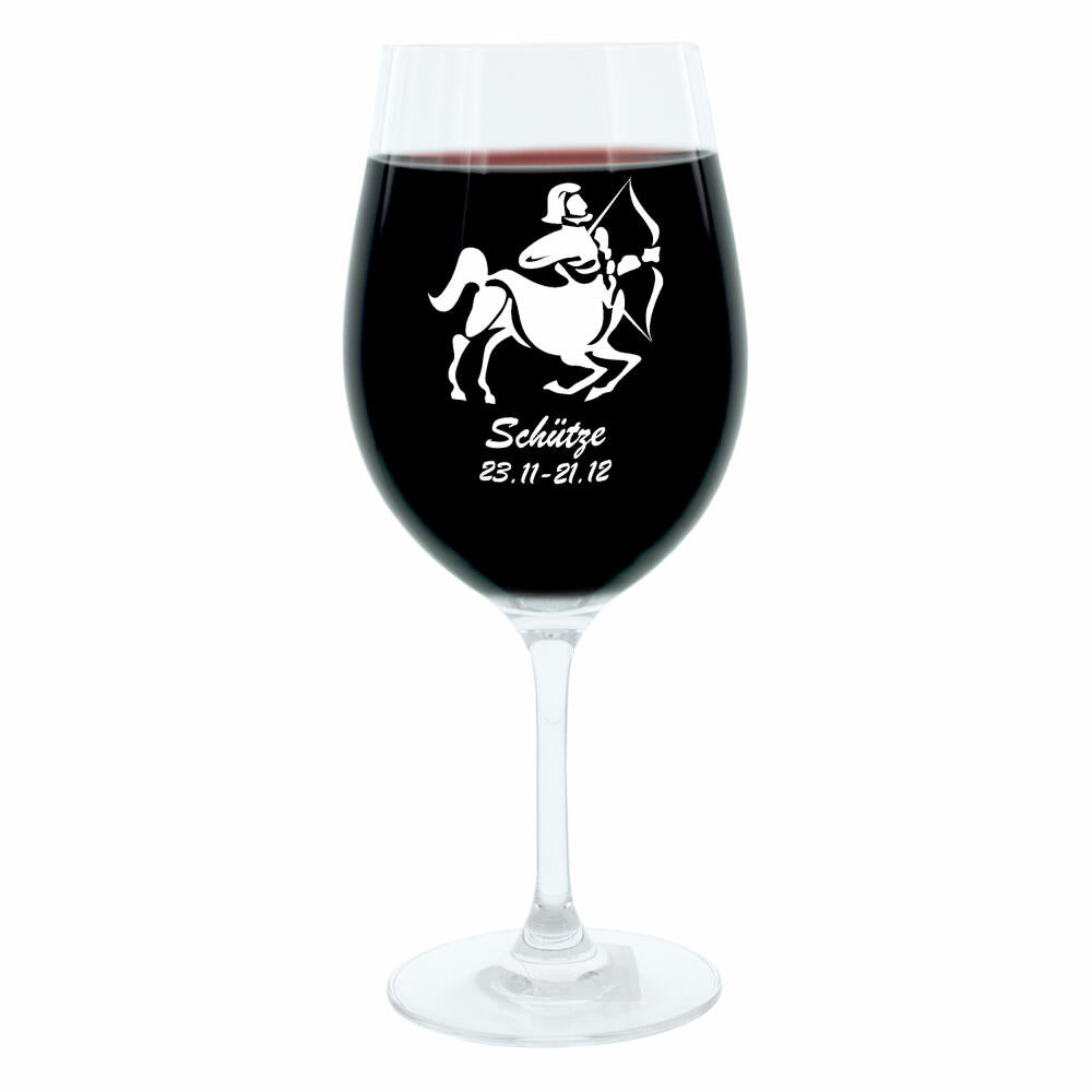 Leonardo Weinglas 400 ml, Motivglas, Sternzeichen Schütze, Geschenk, Stimmungsglas mit Gravur, Moodglas, 22 cm