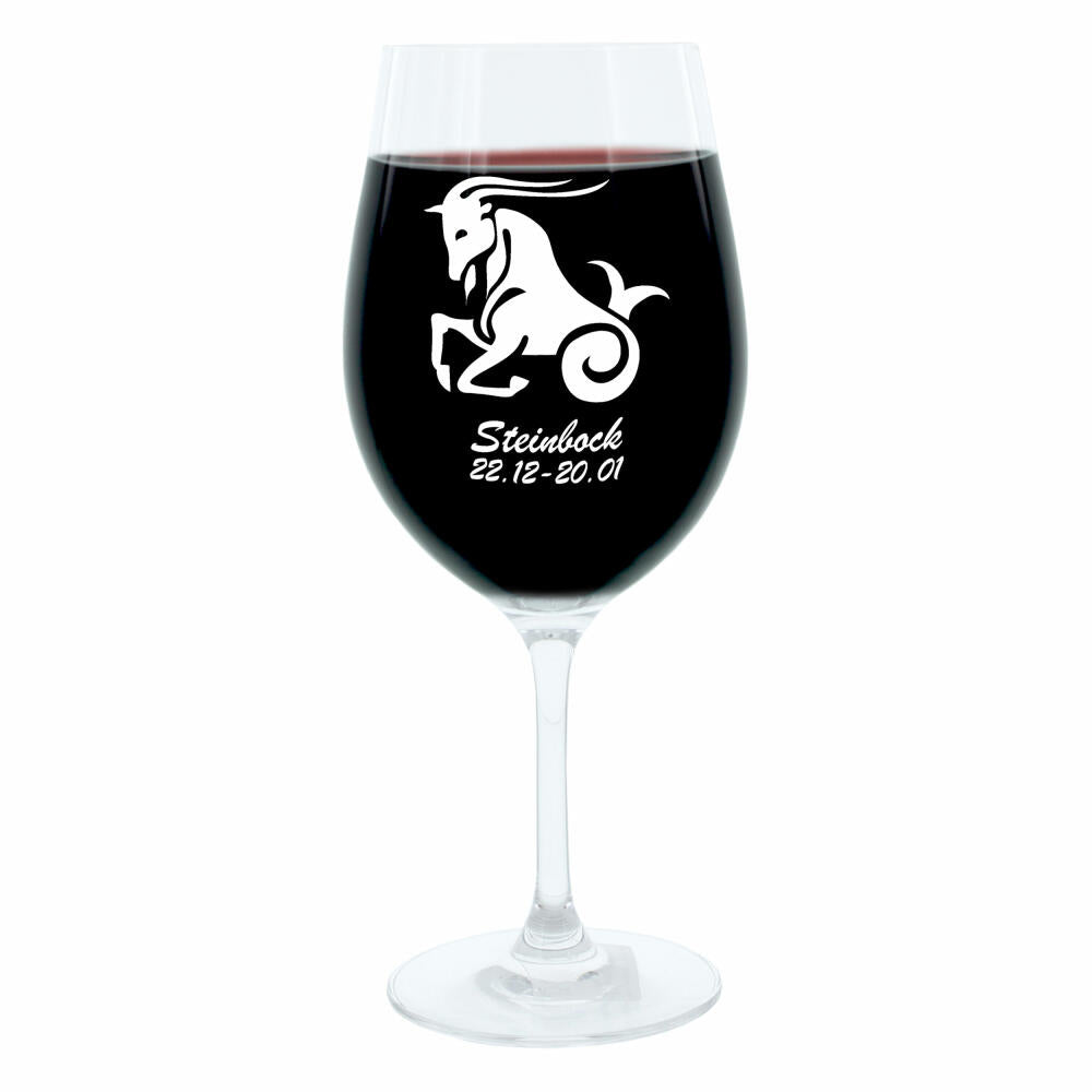 Leonardo Weinglas 400 ml, Motivglas, Sternzeichen Steinbock, Geschenk, Stimmungsglas mit Gravur, Moodglas, 22 cm