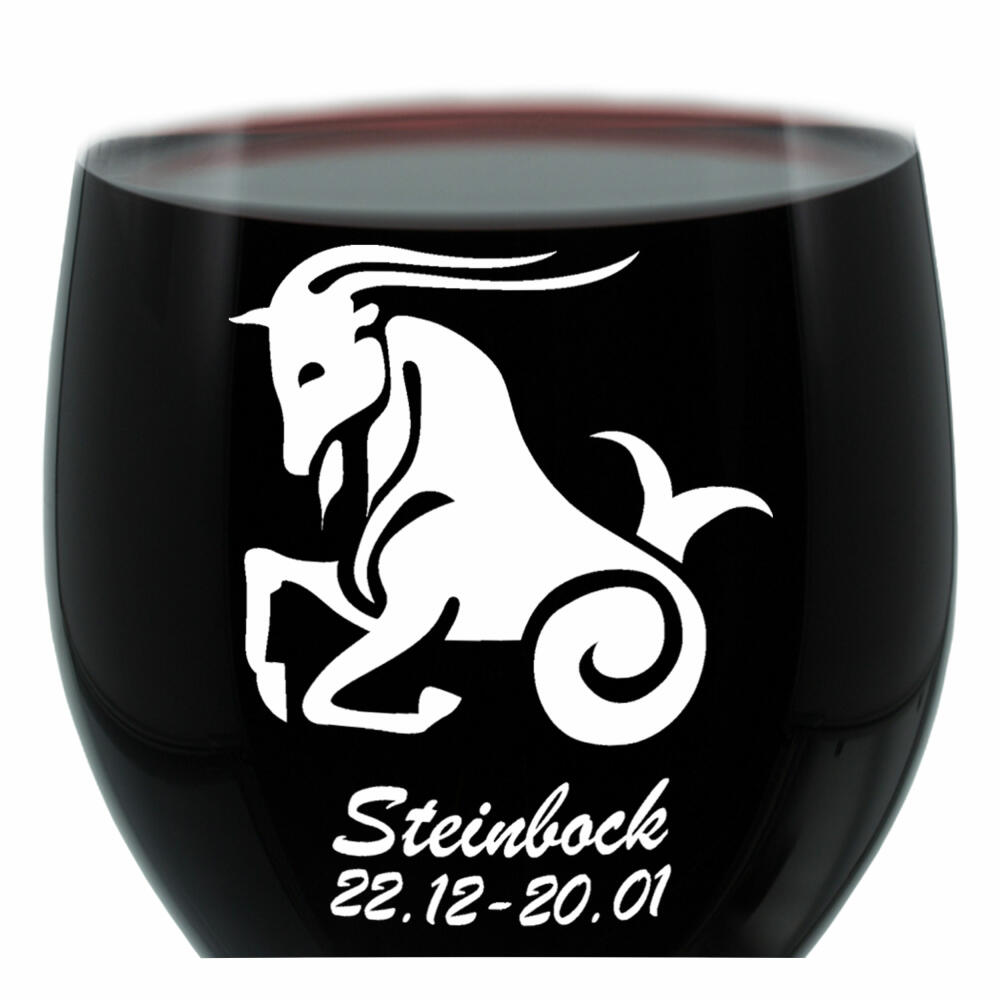 Leonardo Weinglas 400 ml, Motivglas, Sternzeichen Steinbock, Geschenk, Stimmungsglas mit Gravur, Moodglas, 22 cm