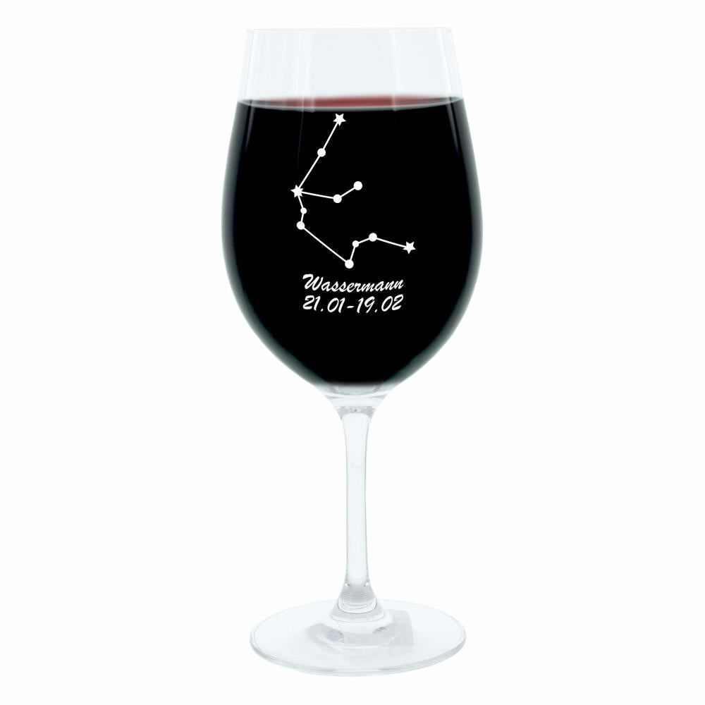 Leonardo Weinglas 400 ml, Motivglas, Sternbild Wassermann, Geschenk, Stimmungsglas mit Gravur, Moodglas, 22 cm