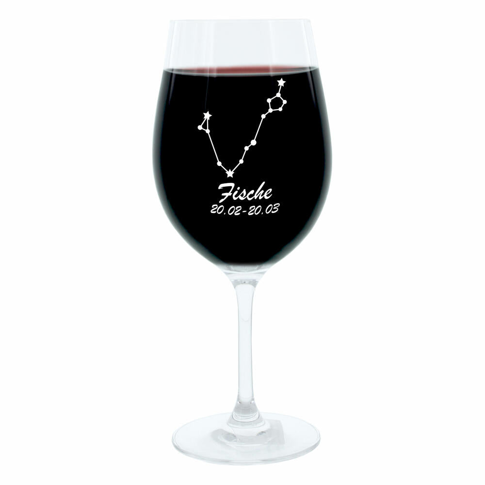 Leonardo Weinglas 400 ml, Motivglas, Sternbild Fische, Geschenk, Stimmungsglas mit Gravur, Moodglas, 22 cm