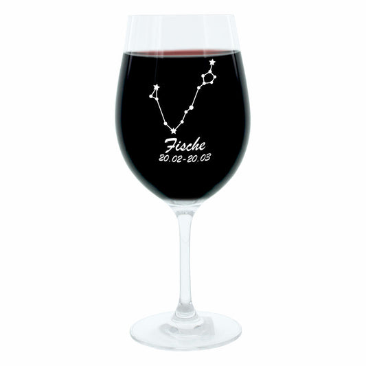 Leonardo Weinglas 400 ml, Motivglas, Sternbild Fische, Geschenk, Stimmungsglas mit Gravur, Moodglas, 22 cm