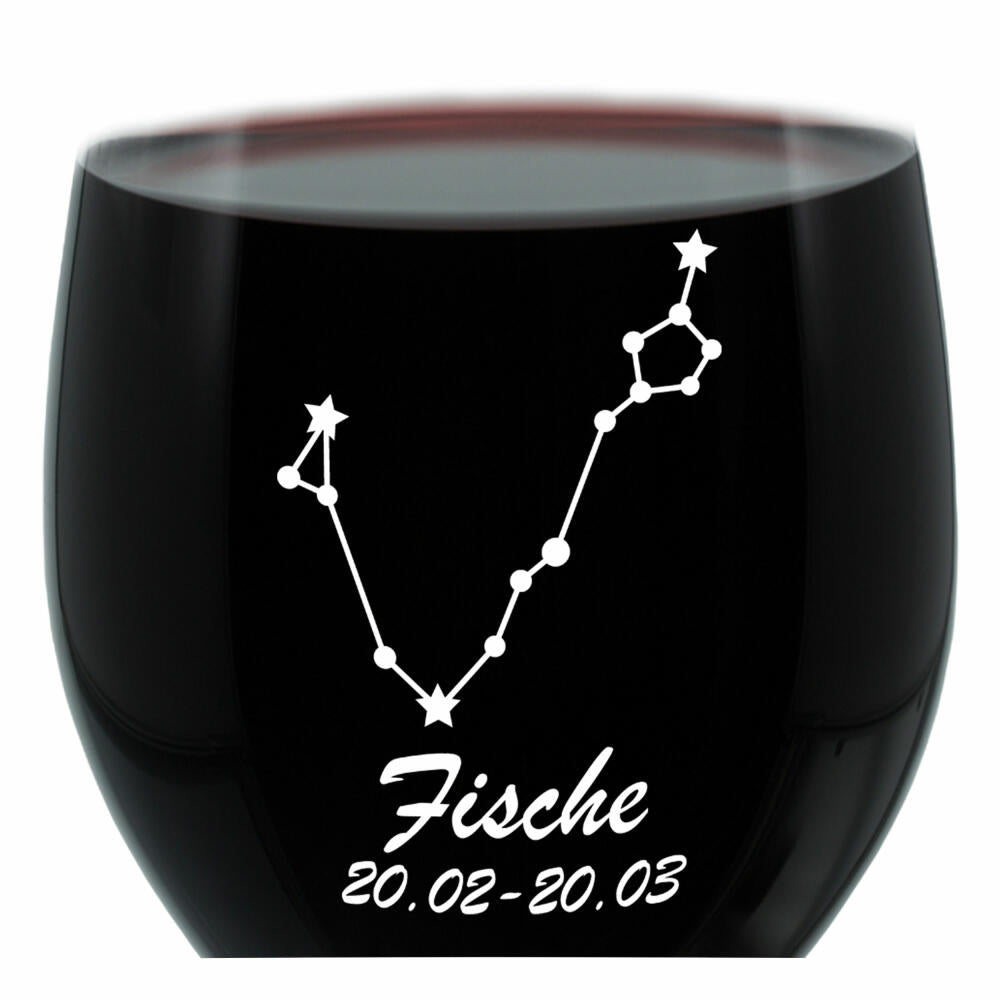 Leonardo Weinglas 400 ml, Motivglas, Sternbild Fische, Geschenk, Stimmungsglas mit Gravur, Moodglas, 22 cm