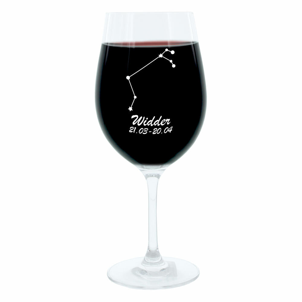 Leonardo Weinglas 400 ml, Motivglas, Sternbild Widder, Geschenk, Stimmungsglas mit Gravur, Moodglas, 22 cm