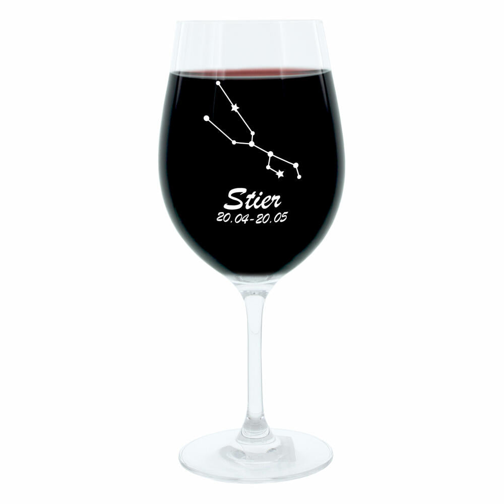 Leonardo Weinglas 400 ml, Motivglas, Sternbild Stier, Geschenk, Stimmungsglas mit Gravur, Moodglas, 22 cm
