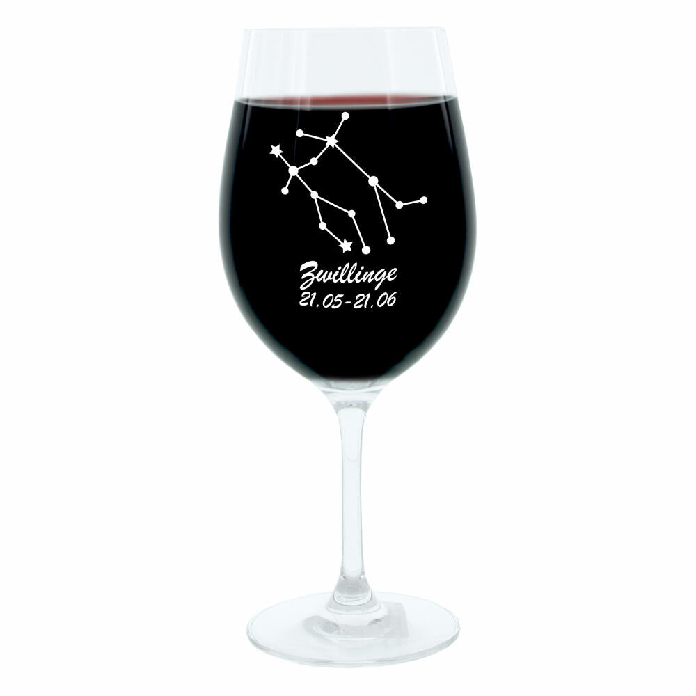 Leonardo wine glass 400 ml, motif glass, constellation Gemini, gift, mood glass with engraving, mood glass, 22 cm