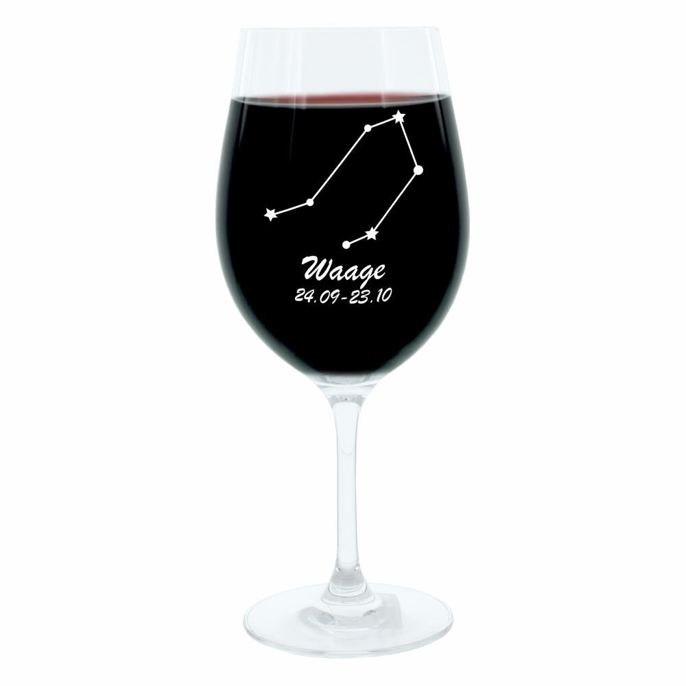 Leonardo wine glass 400 ml, motif glass, constellation Libra, gift, mood glass with engraving, mood glass, 22 cm