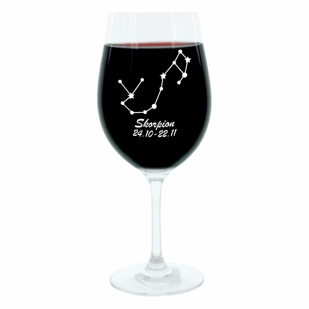Leonardo Weinglas 400 ml, Motivglas, Sternbild Skorpion, Geschenk, Stimmungsglas mit Gravur, Moodglas, 22 cm