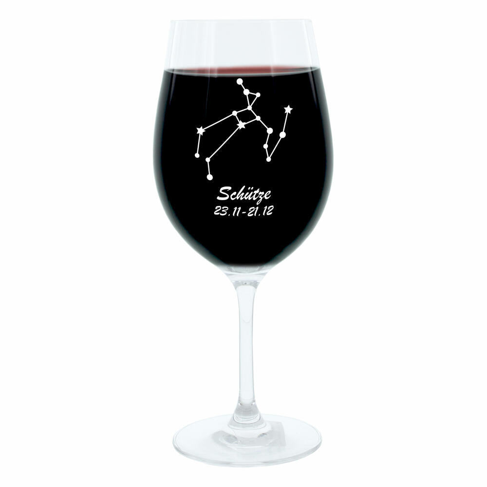 Leonardo Weinglas 400 ml, Motivglas, Sternbild Schütze, Geschenk, Stimmungsglas mit Gravur, Moodglas, 22 cm
