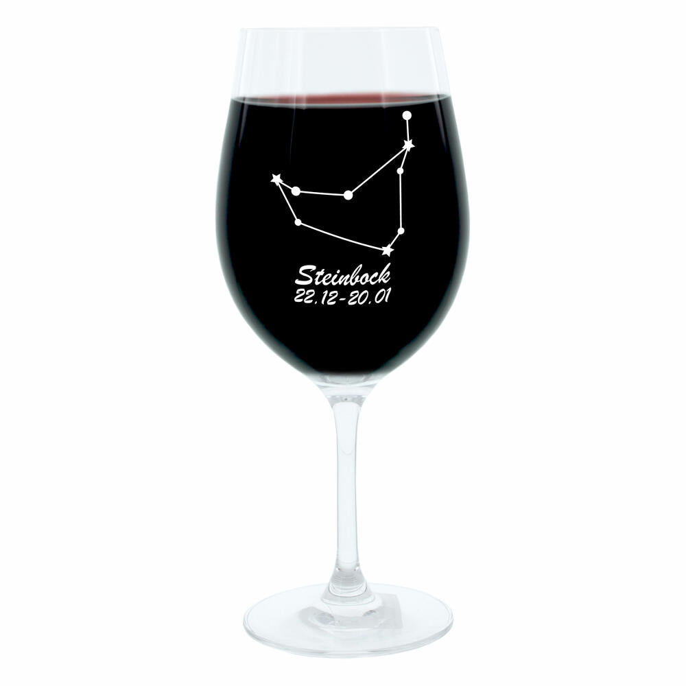 Leonardo Weinglas 400 ml, Motivglas, Sternbild Steinbock, Geschenk, Stimmungsglas mit Gravur, Moodglas, 22 cm