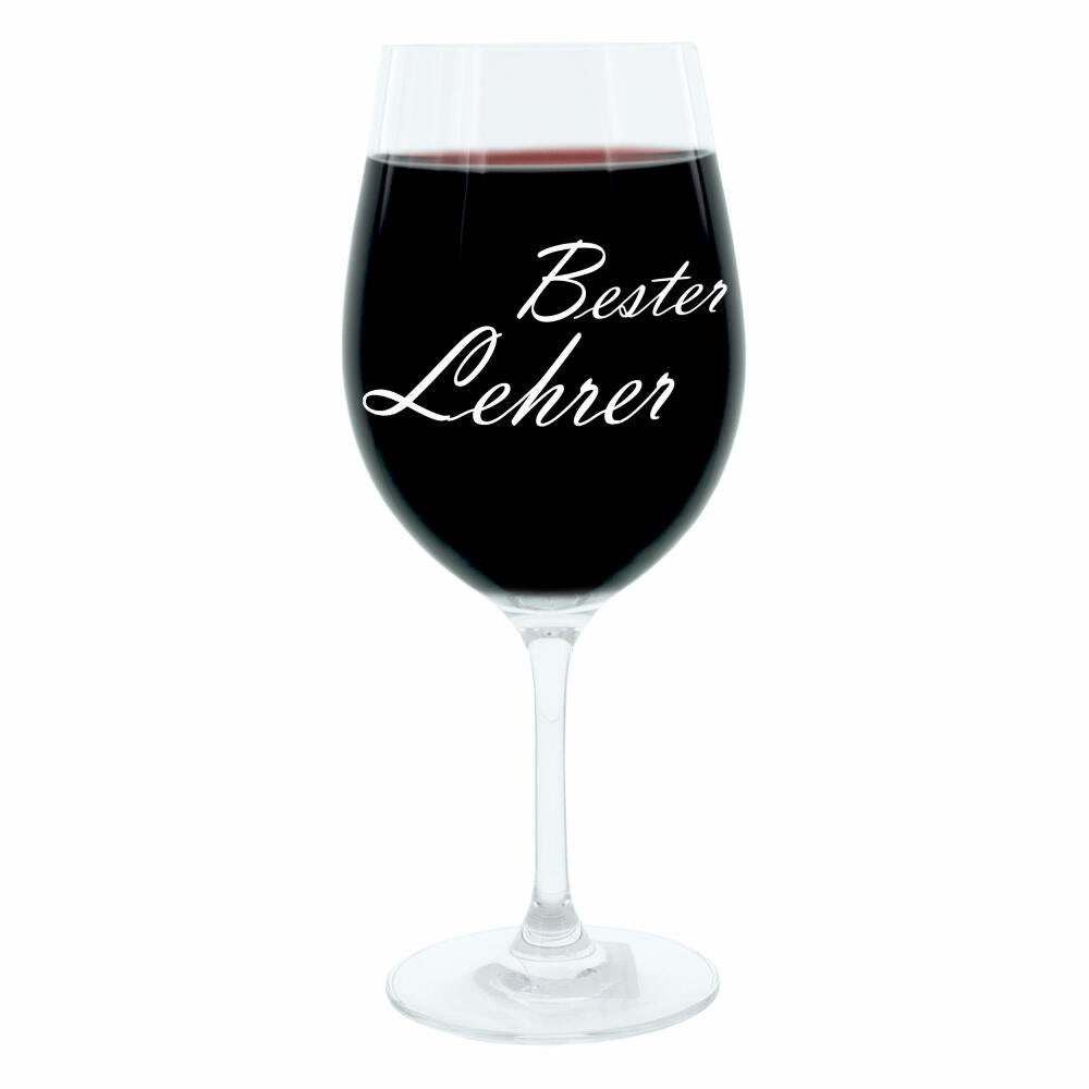 Leonardo Weinglas 400 ml, Motivglas, Bester Lehrer, Geschenk, Stimmungsglas mit Gravur, Moodglas, 22 cm
