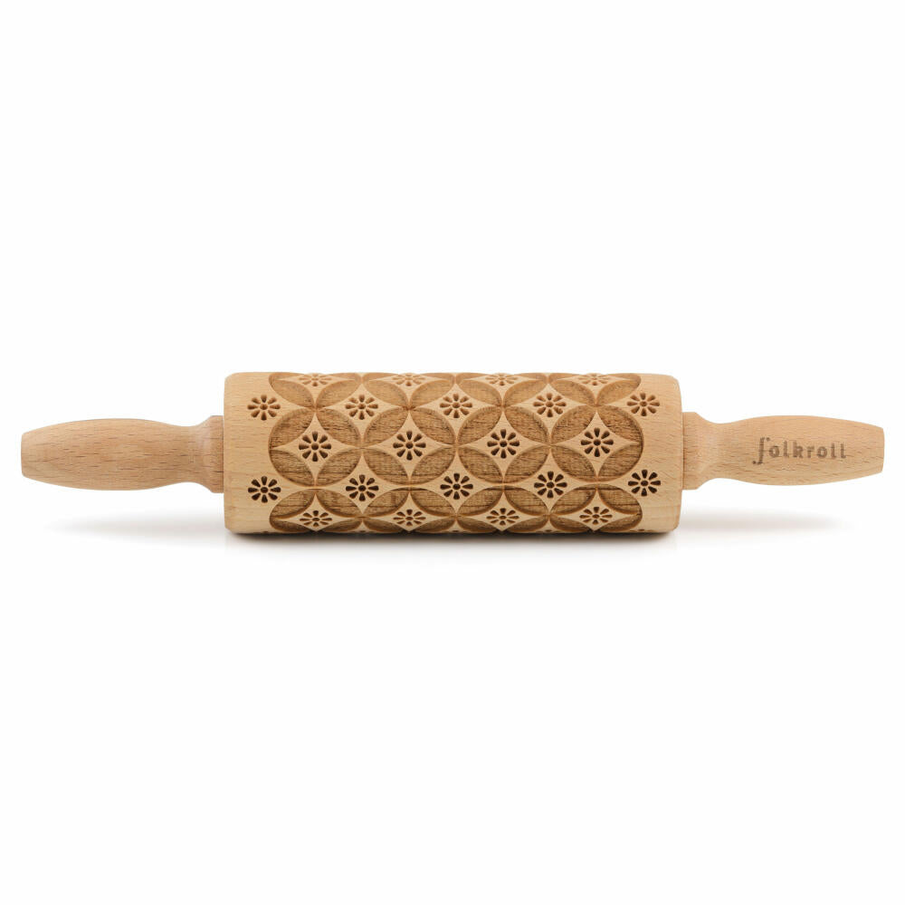 Folkroll rolling pin China pattern, junior, 23 cm, rolling pin, embossing roll, pattern, motif, roll, beech wood, 330463