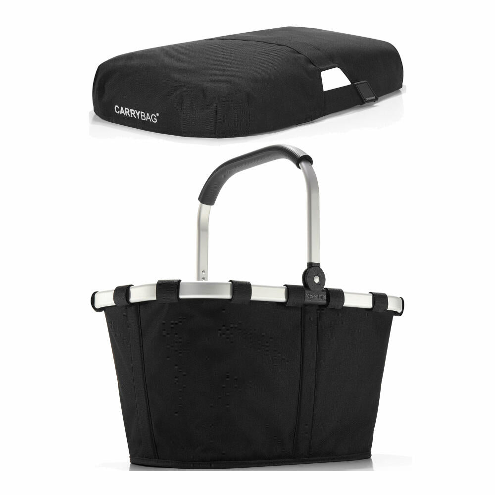 reisenthel carrybag mit cover, 2-tlg., Einkaufskorb, Deckel, Abdeckung, Korb, Polyestergewebe, Schwarz / Black, 22 L