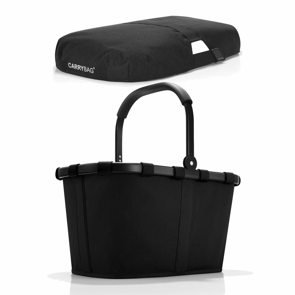 reisenthel carrybag mit cover, 2-tlg., Einkaufskorb, Deckel, Abdeckung, Korb, Polyestergewebe, frame black / black, 22 L