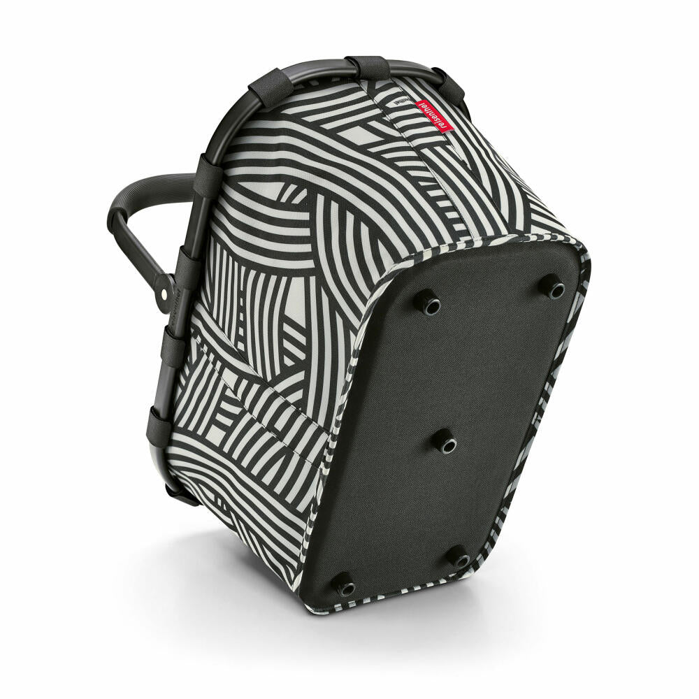 reisenthel carrybag with cover, 2-piece, shopping basket, lid, cover, basket, polyester fabric, Frame Zebra / black, 22 L