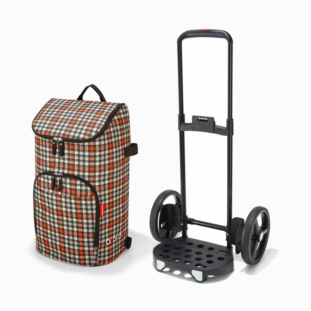 reisenthel citycruiser rack mit bag, 2-tlg., Einkaufstrolley, Einkaufstasche, Trolley, Tasche, Glenckeck Red, 45 L