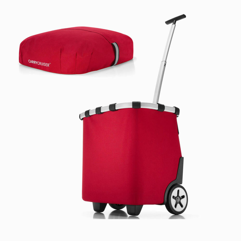 reisenthel carrycruiser with cover, shopping basket with wheels, lid, shopping trolley, red, 40 L