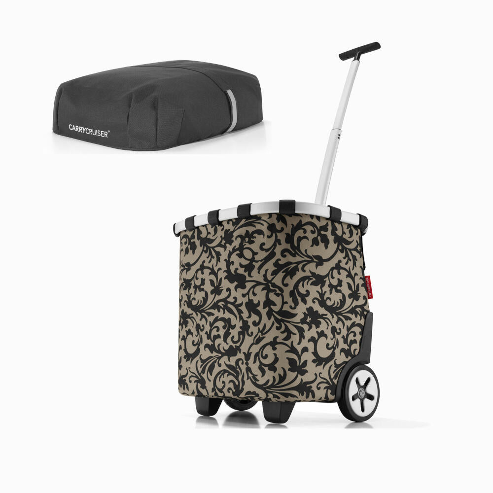 reisenthel carrycruiser with cover, shopping basket with wheels, lid, shopping trolley, baroque taupe, 40 L