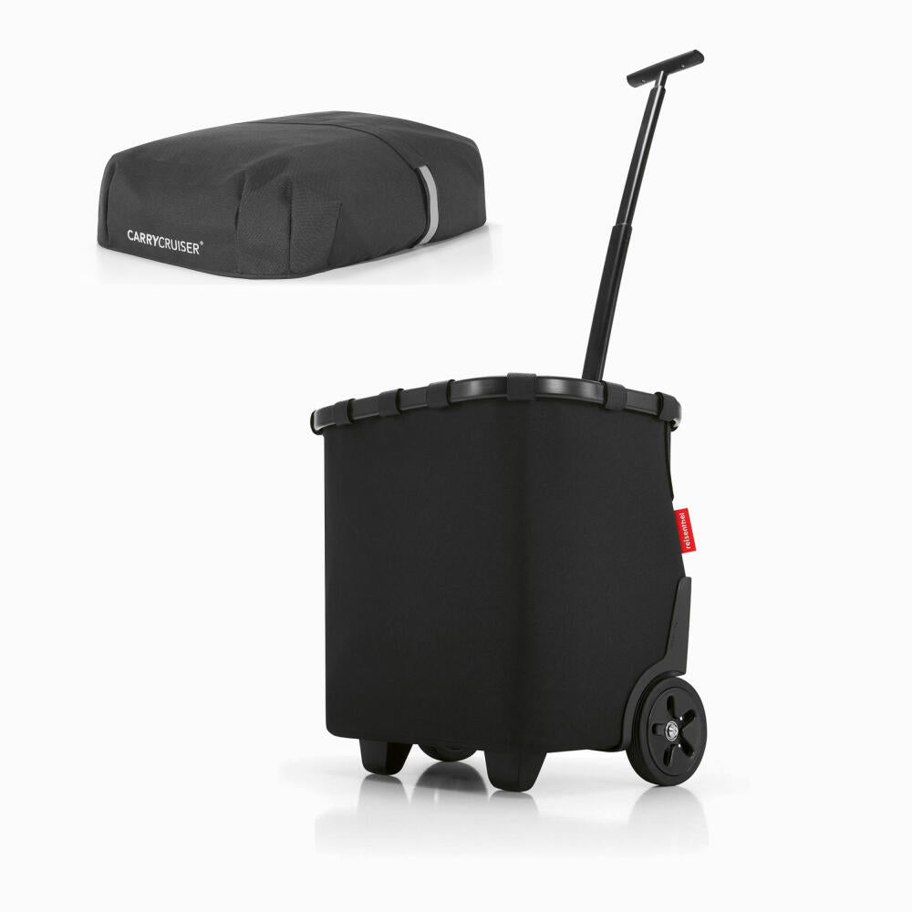 reisenthel carrycruiser with cover, shopping basket with wheels, lid, shopping trolley, Frame Black, 40 L