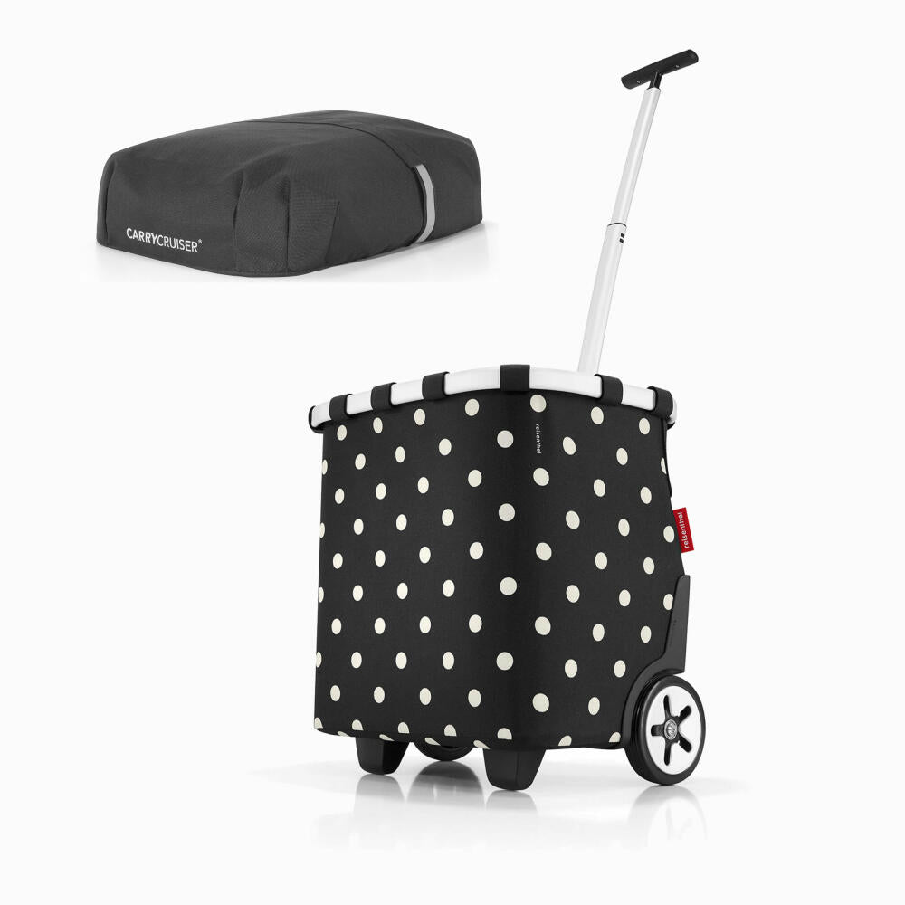 reisenthel carrycruiser with cover, shopping basket with wheels, lid, shopping trolley, Mixed Dots, 40 L
