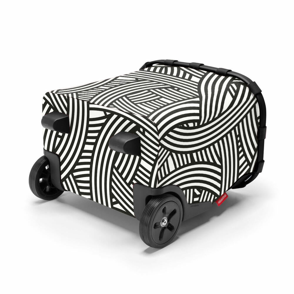 reisenthel carrycruiser mit cover, Einkaufskorb mit Rollen, Deckel, Einkaufstrolley, Frame Zebra, 40 L