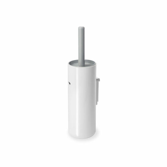 Authentics Lunar Toilet Brush, Wall-Mounted Toilet Brush, Plastic, White, Cool Grey Handle, 1201514