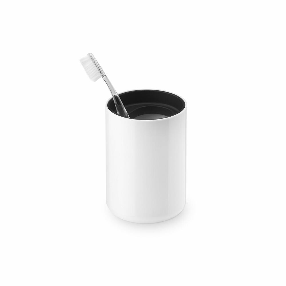 Authentics Lunar toothbrush cup, toothbrush cup, plastic, white, black lid, 1200399