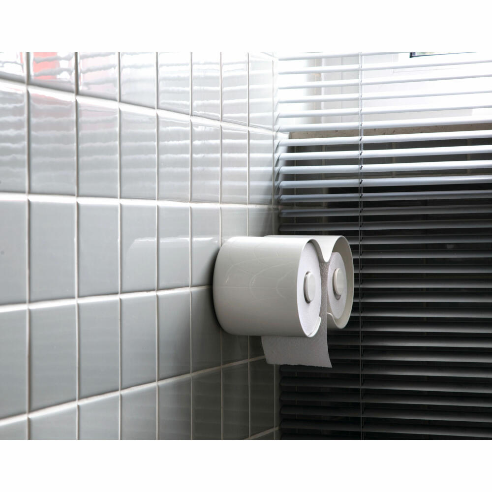 Authentics Kali toilet paper holder, toilet roll holder for 2 rolls, plastic, white, 1313478