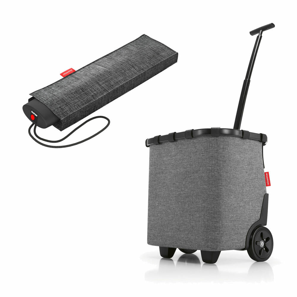 reisenthel carrycruiser frame mit umbrella pocket mini Set, Einkaufstrolley, Regenschirm, Twist Silver, 40 L, 2-tlg.