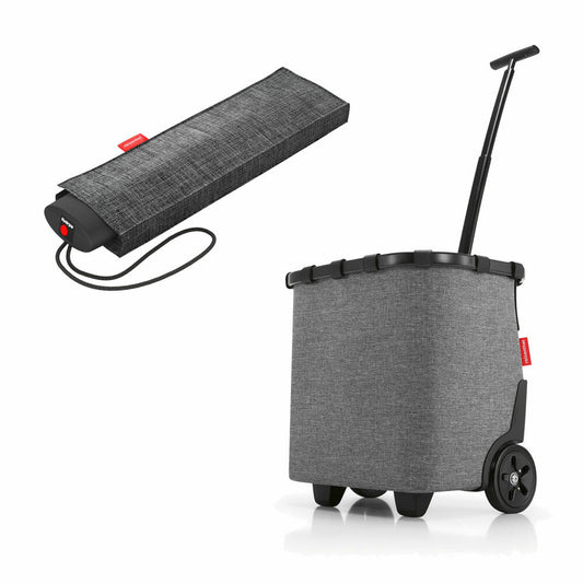 reisenthel carrycruiser frame mit umbrella pocket mini Set, Einkaufstrolley, Regenschirm, Twist Silver, 40 L, 2-tlg.
