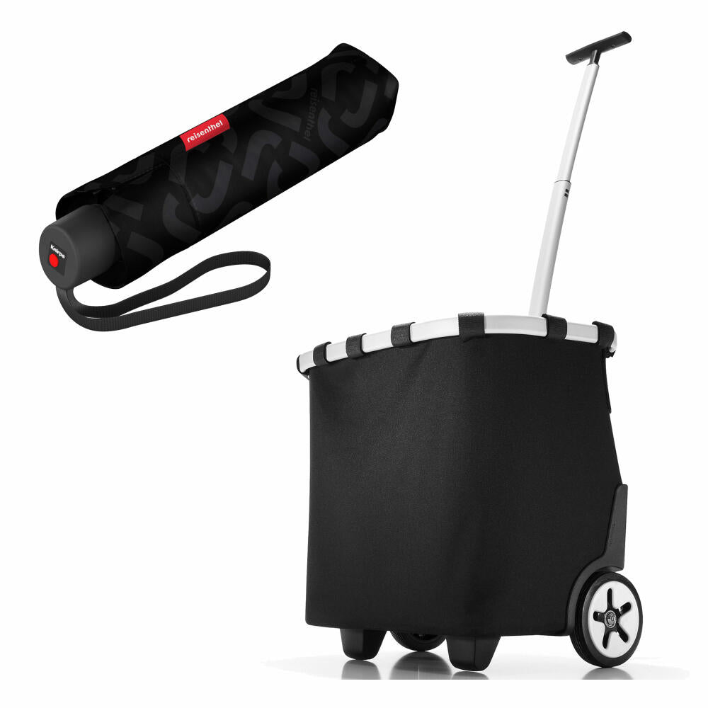 reisenthel carrycruiser with umbrella pocket classic set, shopping trolley, umbrella, black, 40 L, 2-pcs.