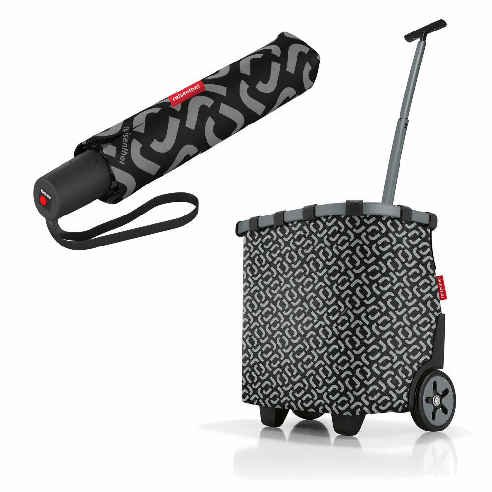 reisenthel carrycruiser mit umbrella pocket duomatic Set, Einkaufstrolley, Regenschirm, Frame Signature Black, 40 L, 2-tlg.