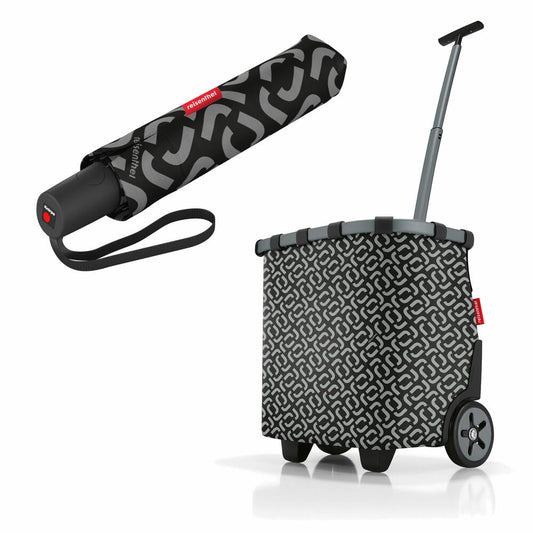 reisenthel carrycruiser mit umbrella pocket duomatic Set, Einkaufstrolley, Regenschirm, Frame Signature Black, 40 L, 2-tlg.