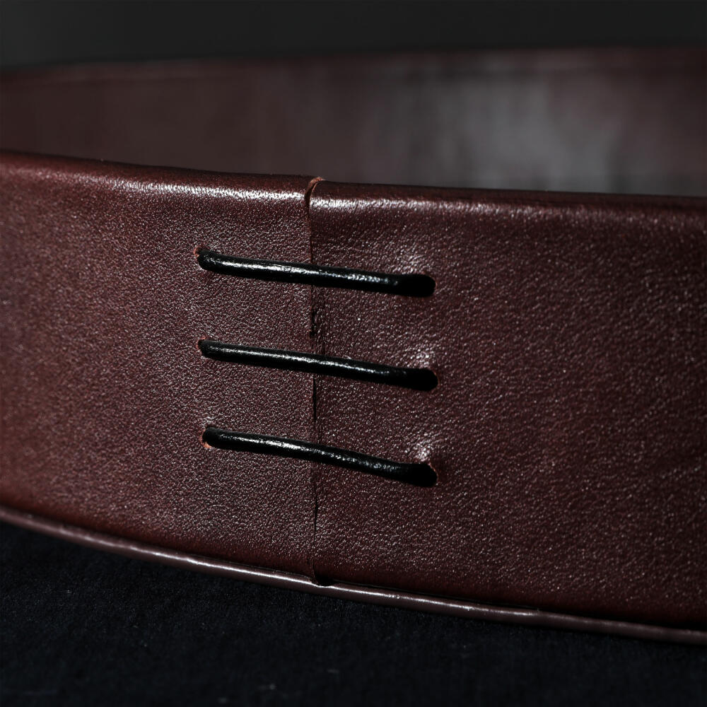 Liiton Verspiegeltes Serviertablett, Tablett, Dekotablett, Kuhleder / Spiegelglas, Ø 38 cm, L20200