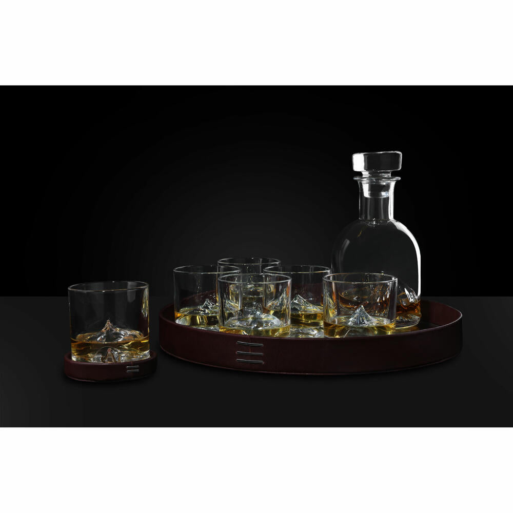 Liiton Verspiegeltes Serviertablett, Tablett, Dekotablett, Kuhleder / Spiegelglas, Ø 38 cm, L20200