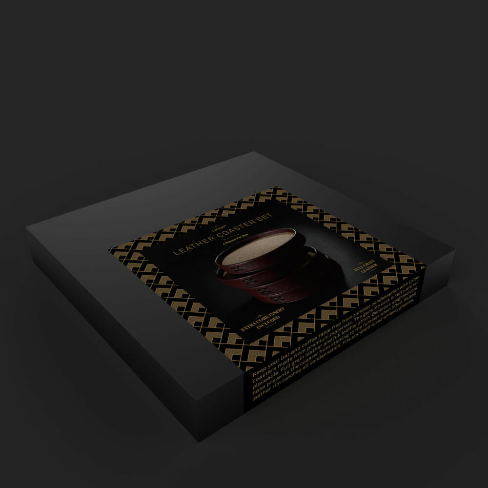 Liiton leather coasters, set of 4, glass coasters, coasters, cow leather, Ø 9.6 cm, L20300