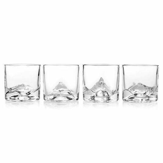 Liiton The Peaks Whiskeygläser, 4er Set, Whiskeyglas, Whiskey Glas, Tumbler, Kristallglas, 230 ml, L20800