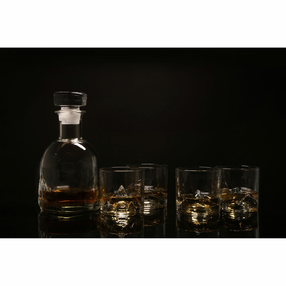Liiton The Peaks Whiskeygläser mit Dekanter, 5-tlg., Whiskeyglas, Whiskey Glas, Kristallglas, L20900