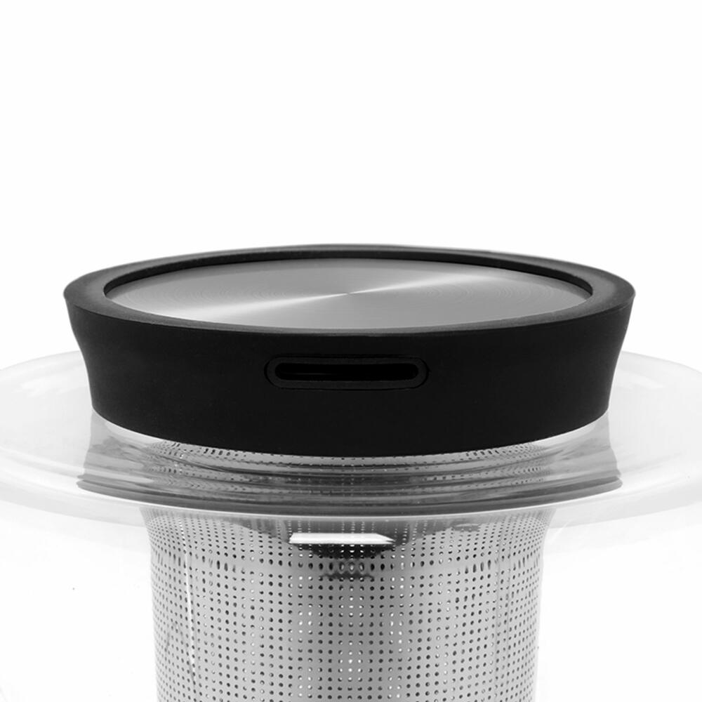 VIVA Infusion glass teapot with silicone lid and strainer insert, tea pot, glass pot, borosilicate glass, 1 L, V27801