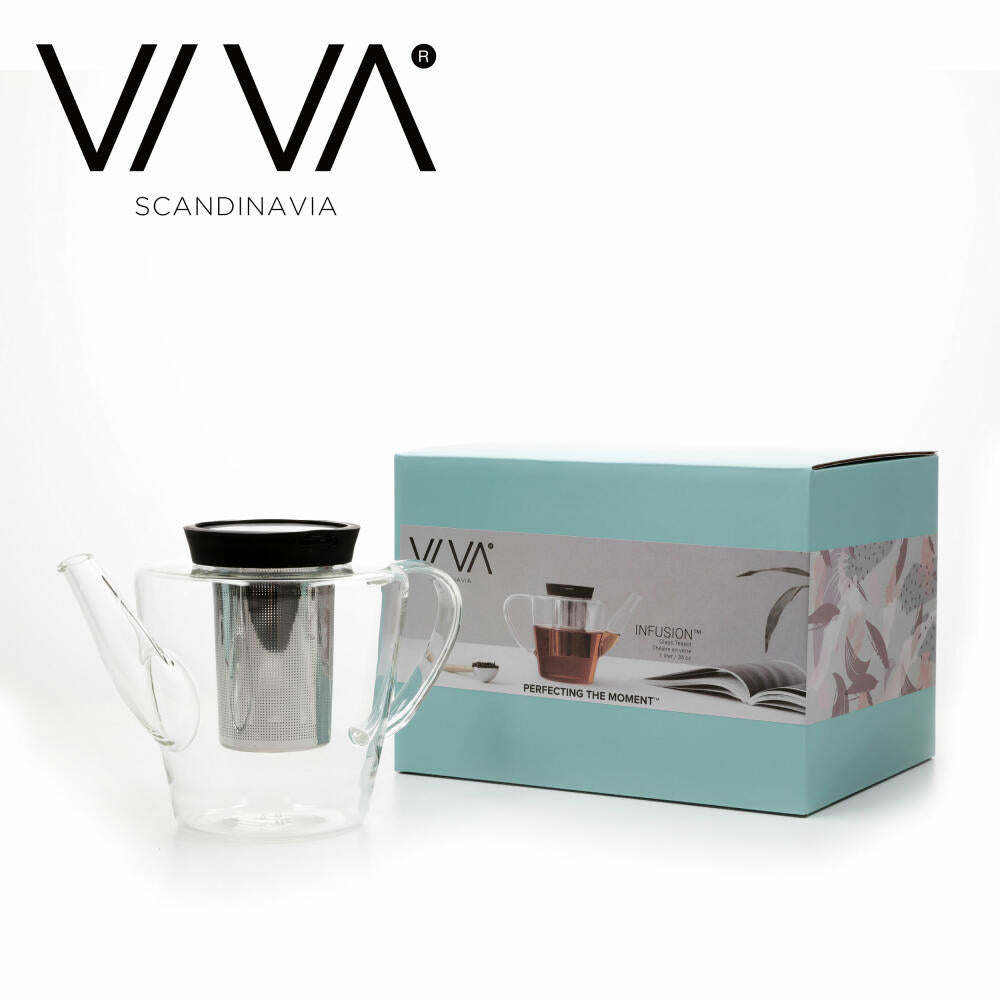 VIVA Infusion glass teapot with silicone lid and strainer insert, tea pot, glass pot, borosilicate glass, 1 L, V27801
