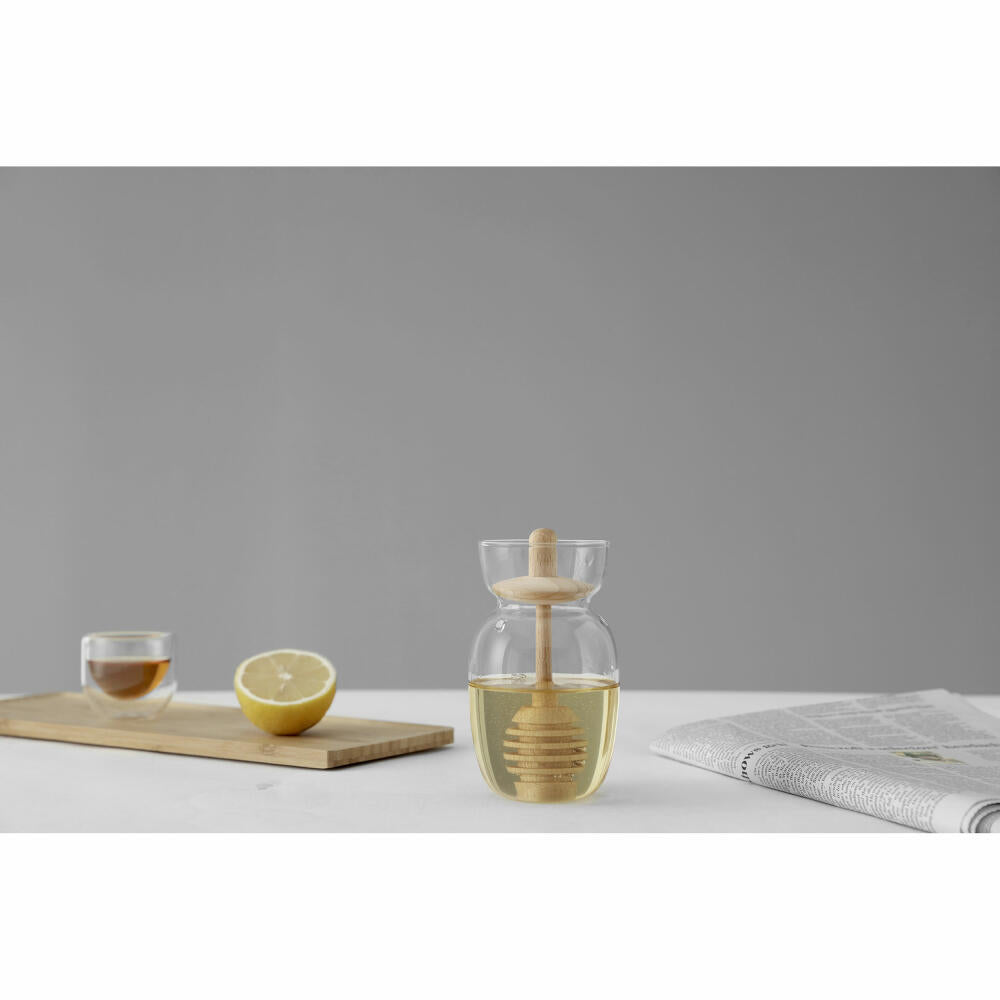 VIVA Minima honey jar, with wooden spoon, storage jar, borosilicate glass, 300 ml, V32400