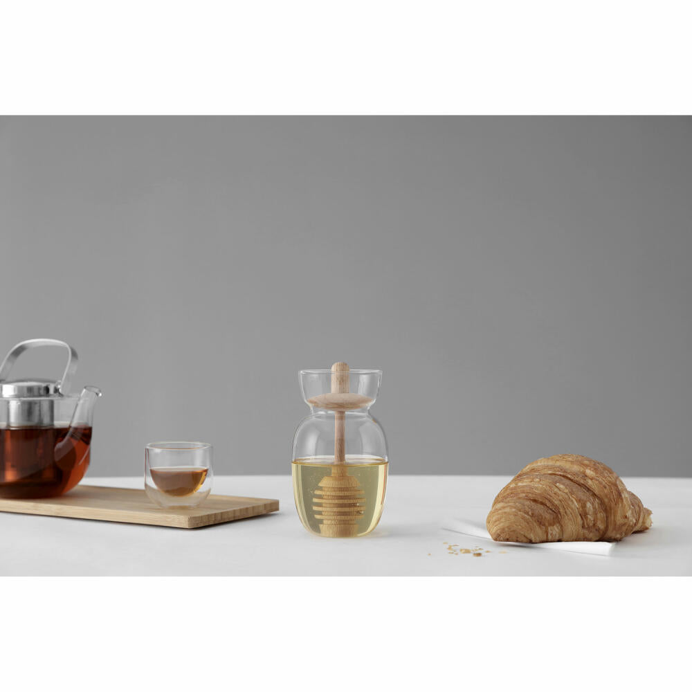 VIVA Minima honey jar, with wooden spoon, storage jar, borosilicate glass, 300 ml, V32400