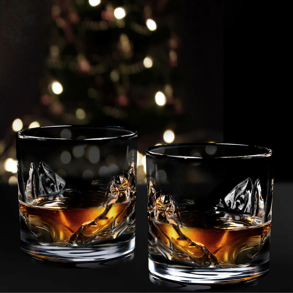 Liiton Grand Canyon Whiskeygläser, 4er Set, Whiskeyglas, Whiskey Glas, Tumbler, Kristallglas, 300 ml, L10100