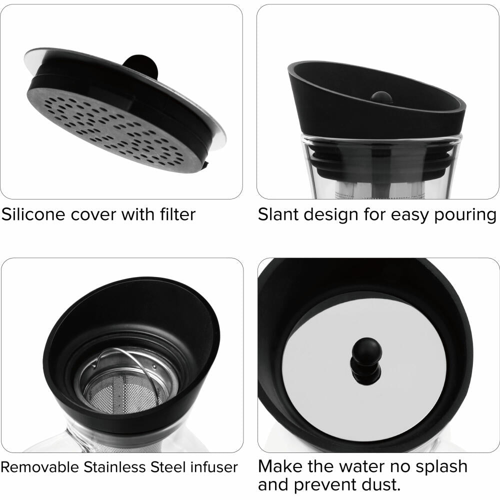 VIVA Infusion iced tea glass carafe with strainer insert, carafe, jug, borosilicate glass, 1.8 L, V33301